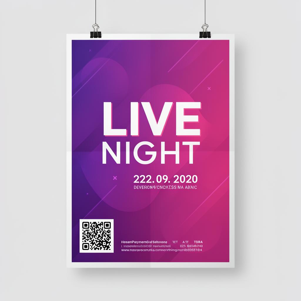 Live music event poster with QR code