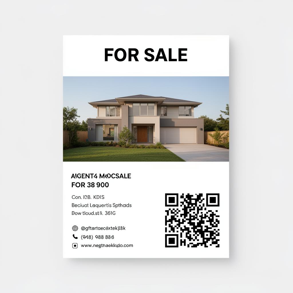 Real estate For Sale poster with QR code